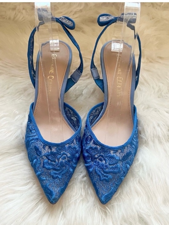 Caroline constas Shoes - New! Caroline Constas Blue Lace Bow Slingback Pointed Toe Heels EU 37 Rare